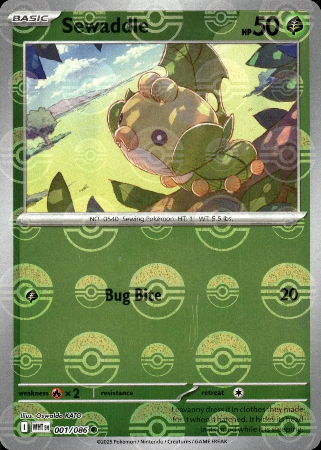 White Flare Sewaddle [Poke-Ball] Pokémon card
